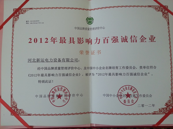 2012年最具影响力百强企业